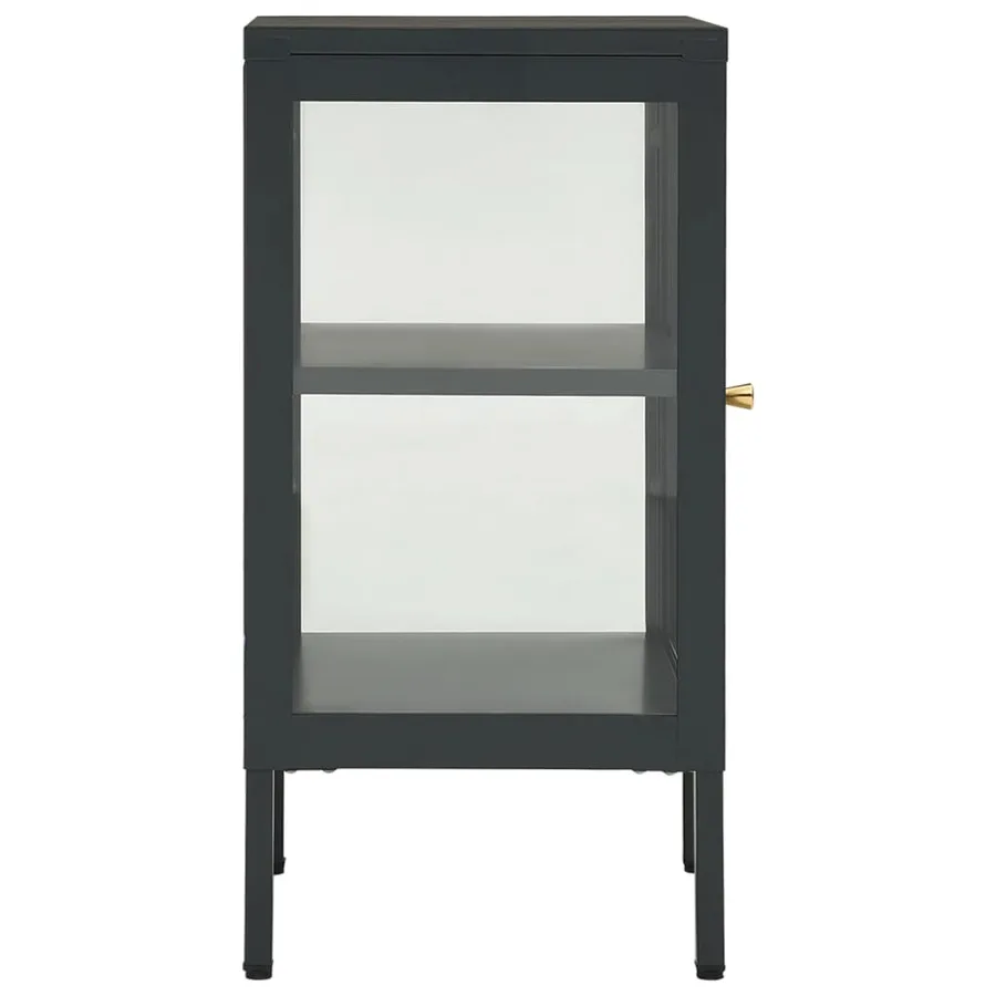 Buffet Anthracite 38x35x70 cm Acier et verre - 4