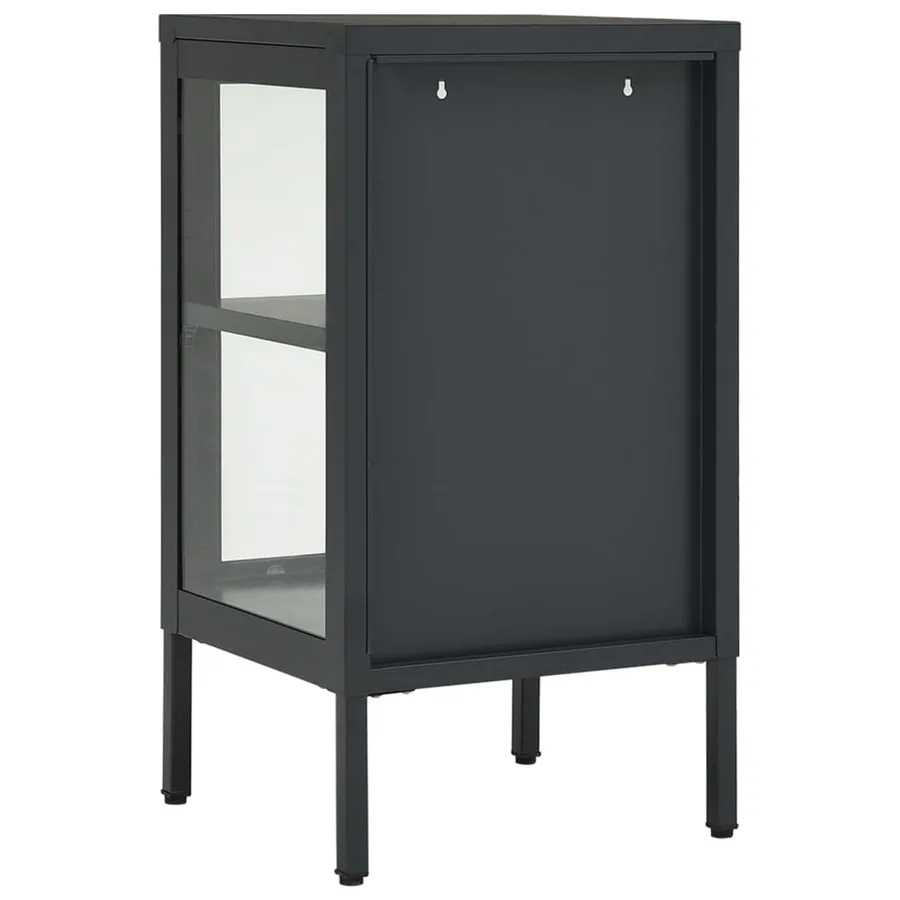 Buffet Anthracite 38x35x70 cm Acier et verre - 5