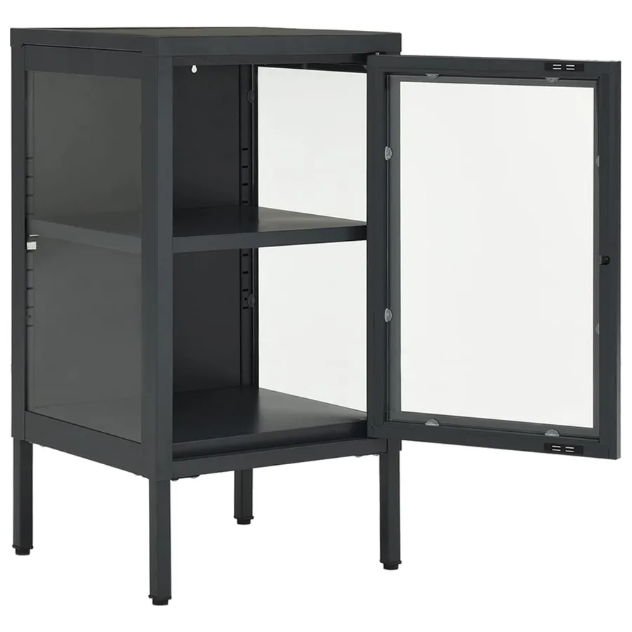 Buffet Anthracite 38x35x70 cm Acier et verre - 6