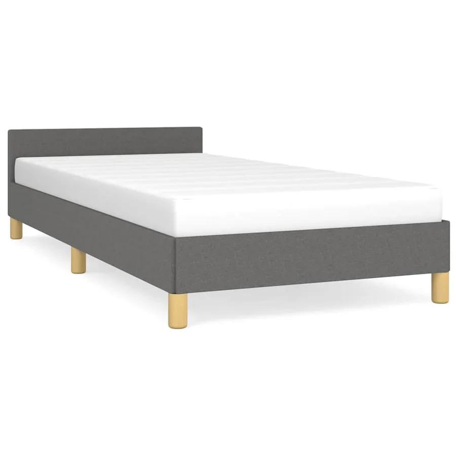Cadre de lit sans matelas gris foncé 80x200 cm tissu - 2