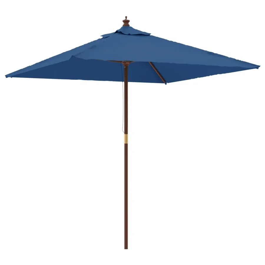Parasol de jardin avec mât en bois bleu azuré 198x198x231 cm - 2