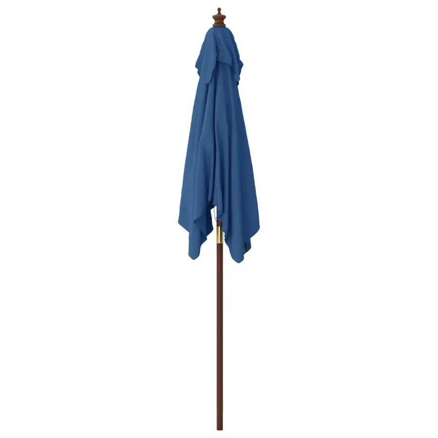 Parasol de jardin avec mât en bois bleu azuré 198x198x231 cm - 4