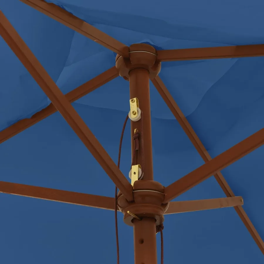 Parasol de jardin avec mât en bois bleu azuré 198x198x231 cm - 5