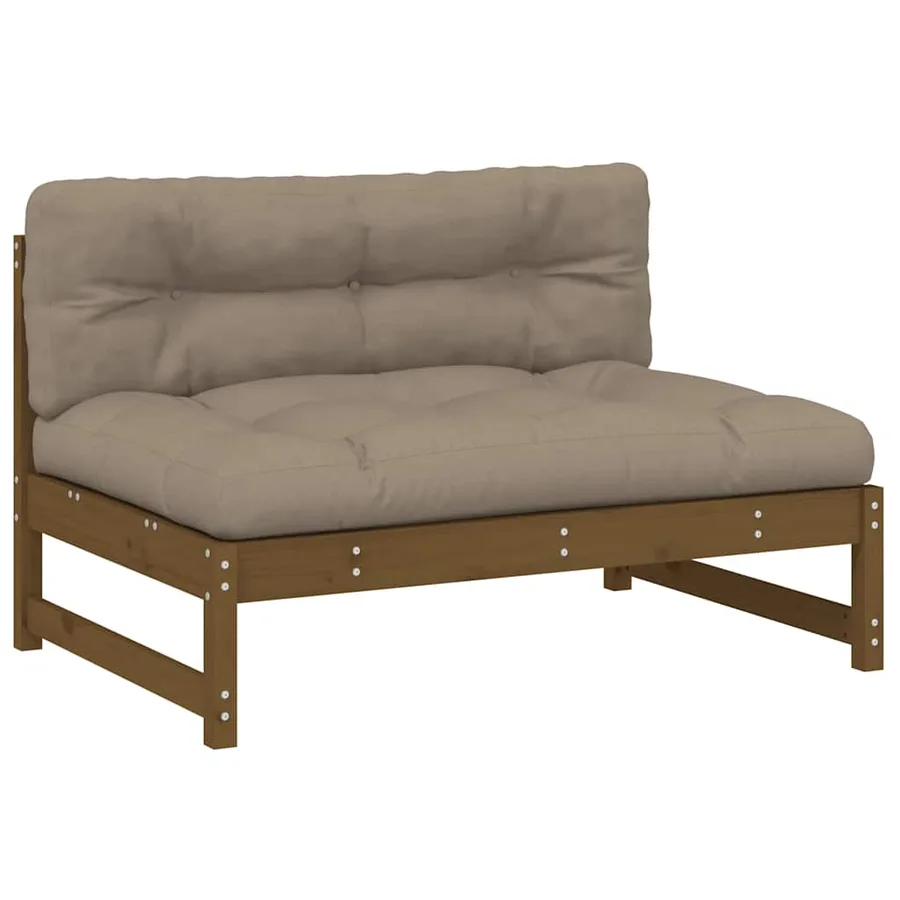 Salon de jardin 2 pcs avec coussins marron miel bois massif - 4