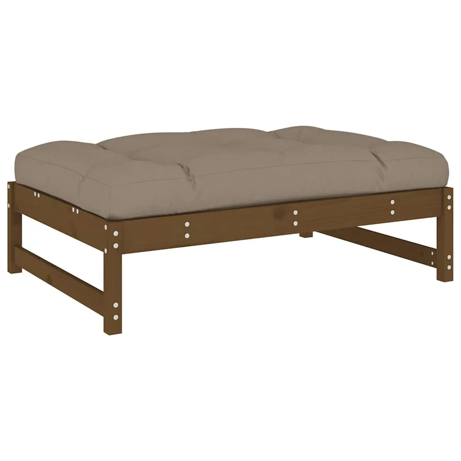 Salon de jardin 2 pcs avec coussins marron miel bois massif - 5