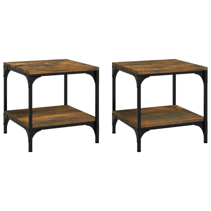 Tables d'appoint 2 pcs Chêne fumé 40x40x40 cm Bois d'ingénierie - 2