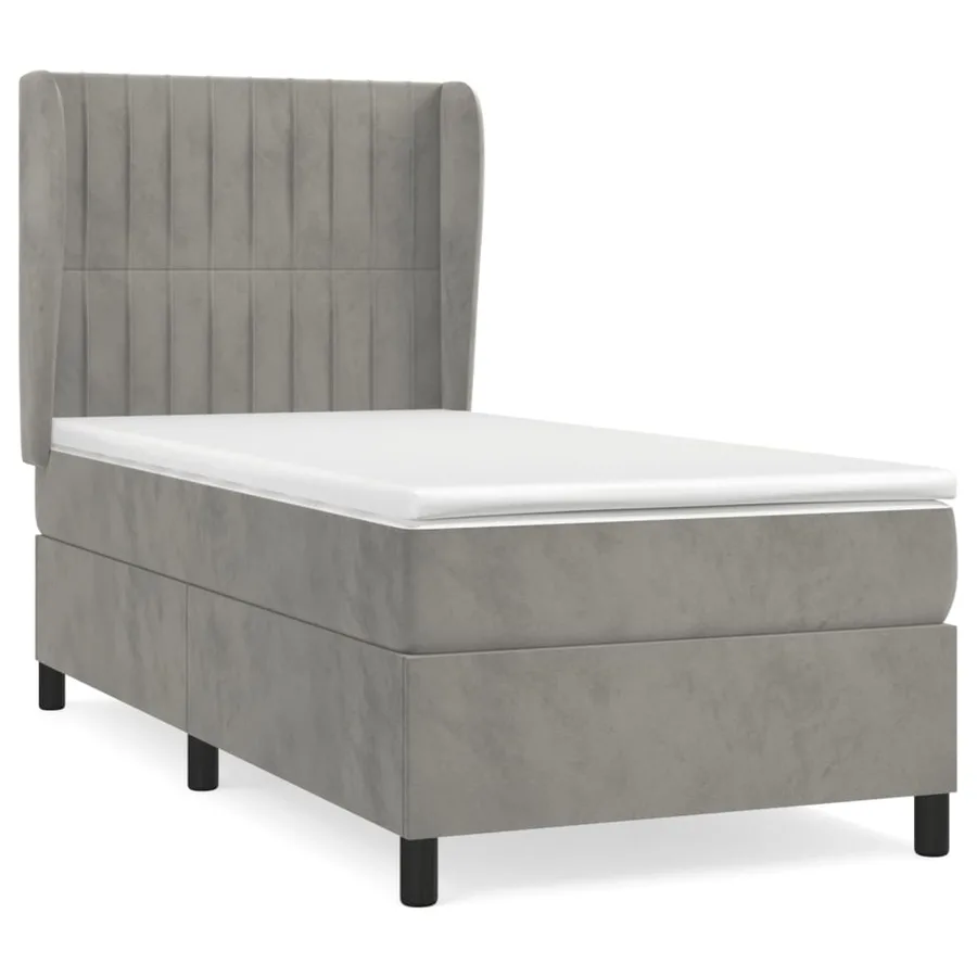 Sommier à lattes de lit et matelas Gris clair 100x200cm Velours - 2