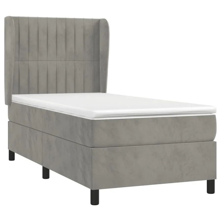 Sommier à lattes de lit et matelas Gris clair 100x200cm Velours - 3