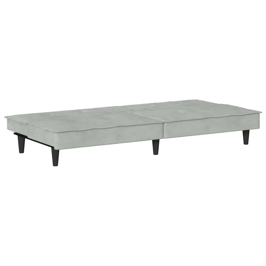 Canapé-lit avec porte-gobelets gris clair velours - 8