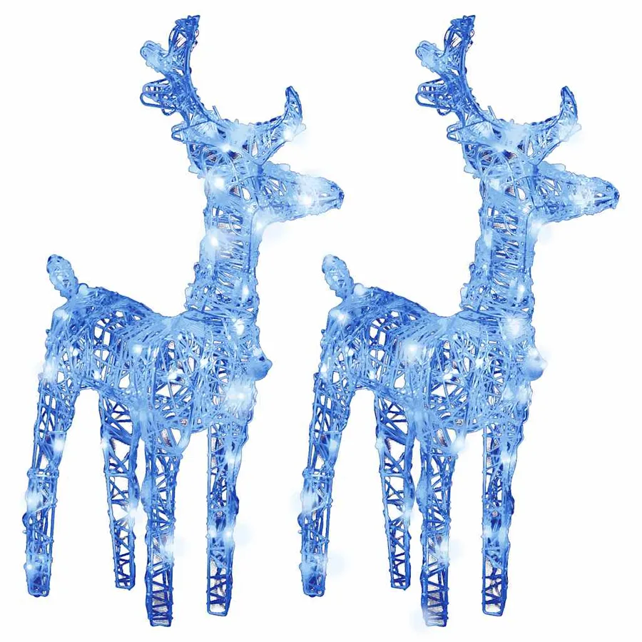 Rennes de Noël 2 pcs 80 LED Bleu Acrylique - 2