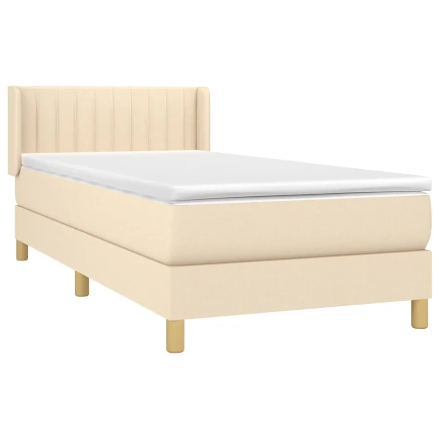 Sommier à lattes de lit avec matelas Crème 90x200 cm Tissu - 3