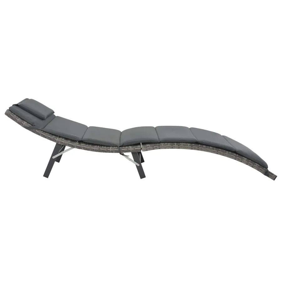 Salon de jardin pliable 3 pcs Résine tressée Gris - 4