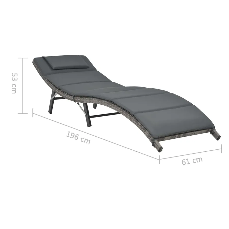 Salon de jardin pliable 3 pcs Résine tressée Gris - 9