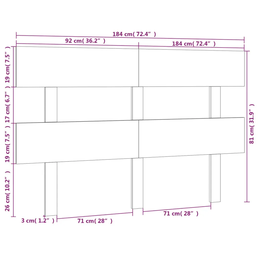 Tête de lit Blanc 184x3x81 cm Bois massif de pin - 6