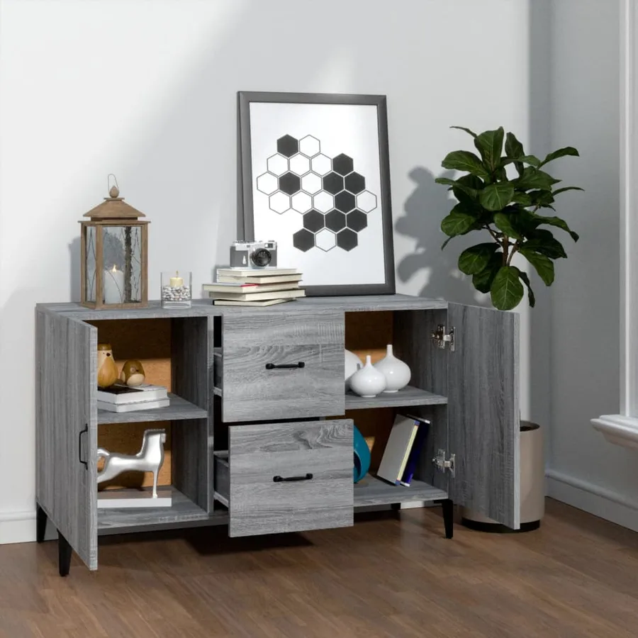 Buffet sonoma gris 100x36x60 cm bois d'ingénierie - 3