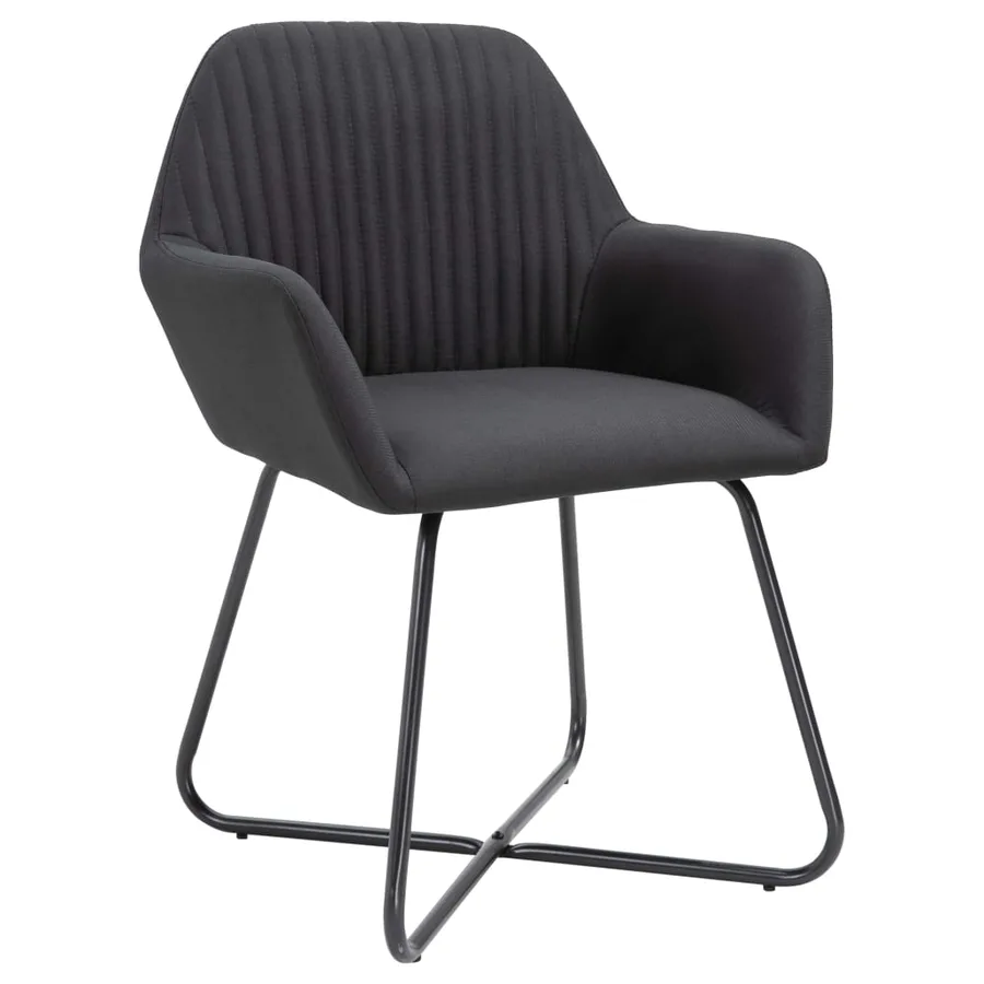 Chaises à manger lot de 6 noir tissu - 2