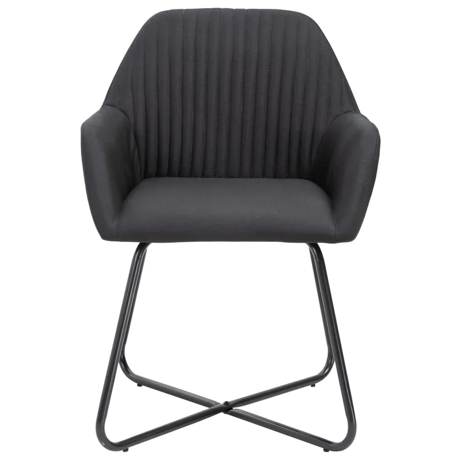 Chaises à manger lot de 6 noir tissu - 3