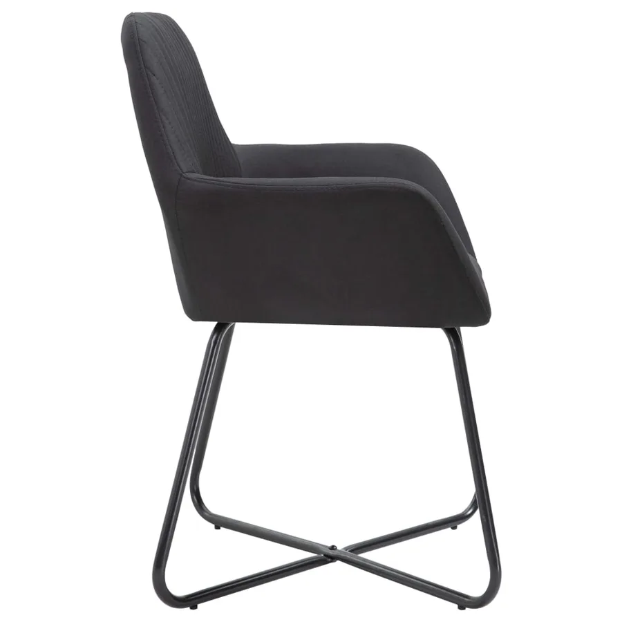 Chaises à manger lot de 6 noir tissu - 4