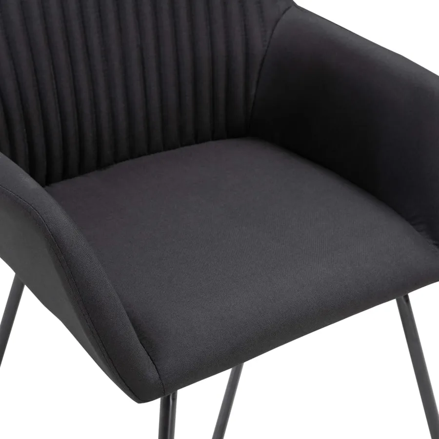 Chaises à manger lot de 6 noir tissu - 6