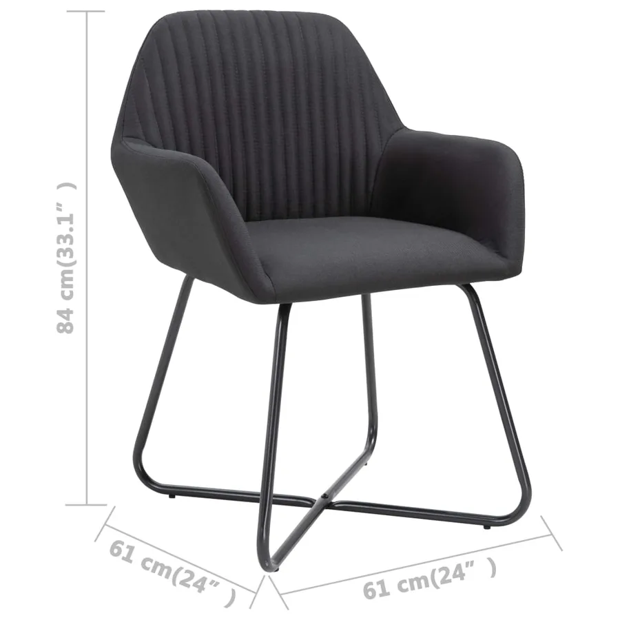 Chaises à manger lot de 6 noir tissu - 8
