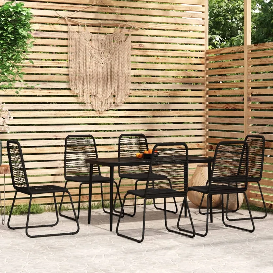 Ensemble à manger de jardin 7 pcs Noir