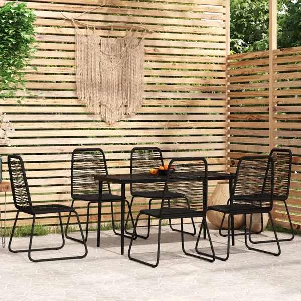 Ensemble à manger de jardin 7 pcs Noir
