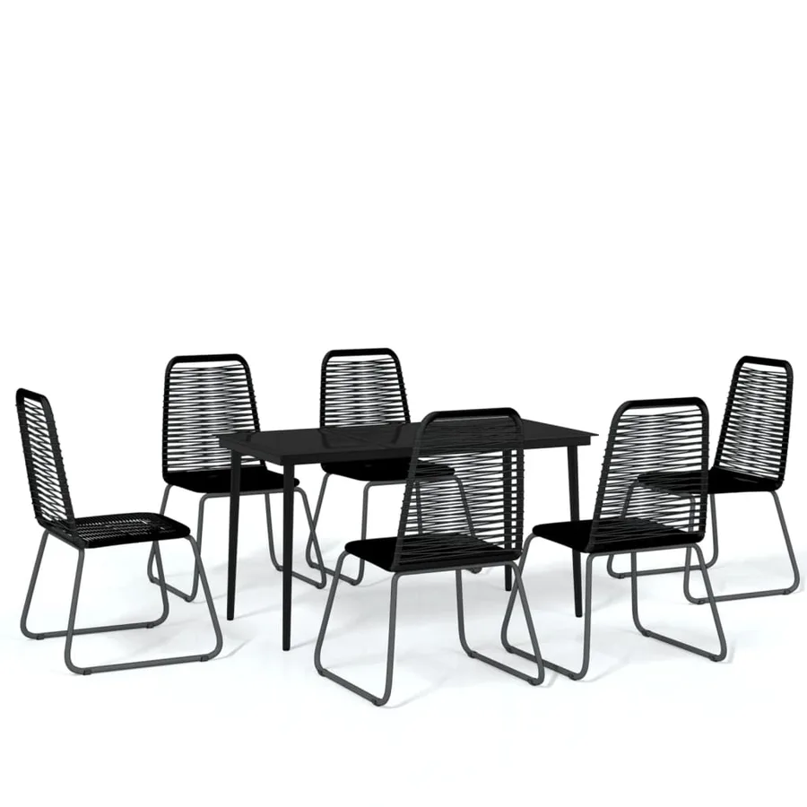 Ensemble à manger de jardin 7 pcs Noir - 2