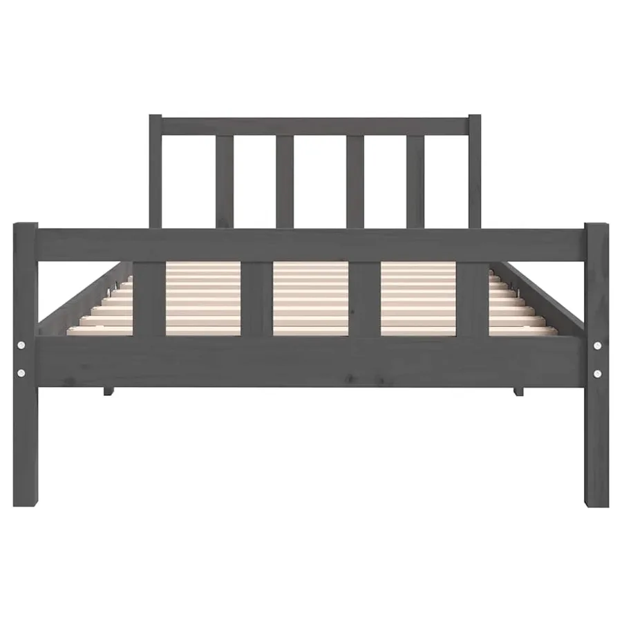 Cadre de lit sans matelas gris bois massif 100x200 cm - 5