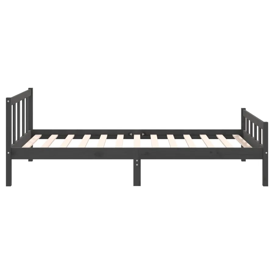 Cadre de lit sans matelas gris bois massif 100x200 cm - 6