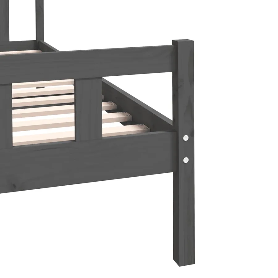 Cadre de lit sans matelas gris bois massif 100x200 cm - 7