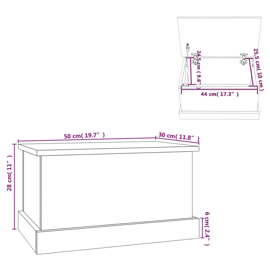 Boîte de rangement sonoma gris 50x30x28 cm bois d'ingénierie - 8