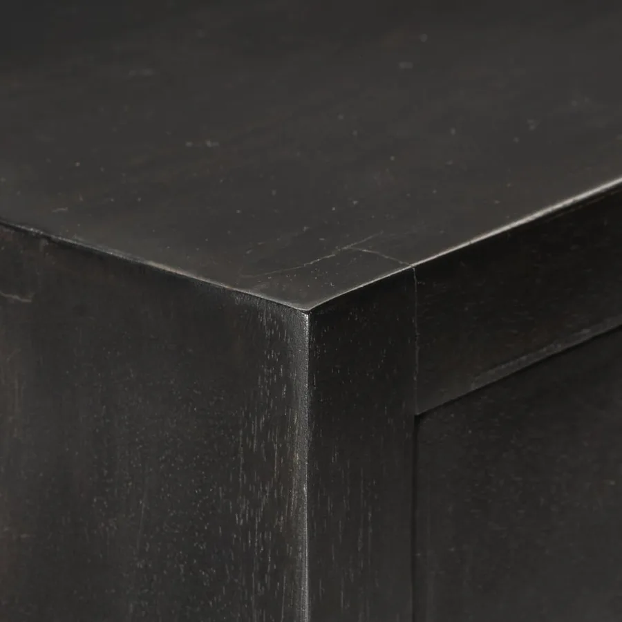 Armoire à tiroirs Noir et doré 45x30x105 cm Bois de manguier - 6