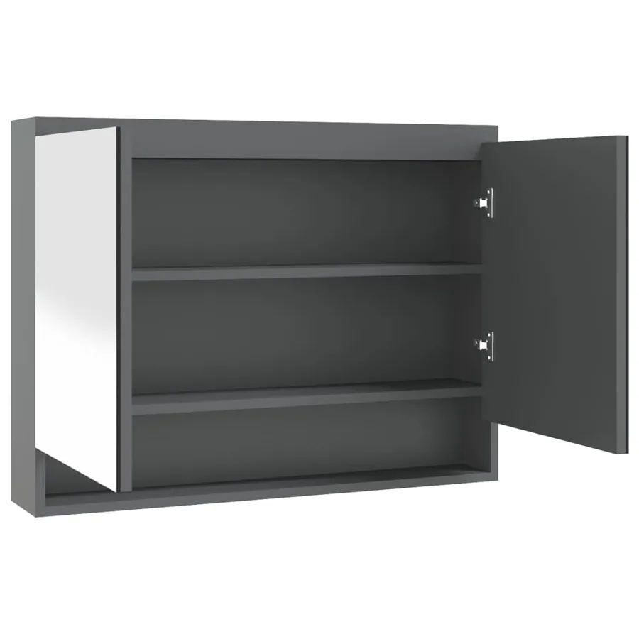 Armoire à miroir de salle de bain 80x15x60 cm MDF Gris - 2
