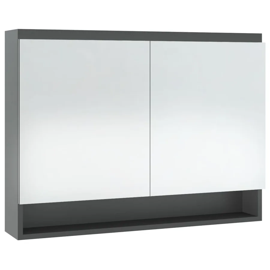 Armoire à miroir de salle de bain 80x15x60 cm MDF Gris - 4