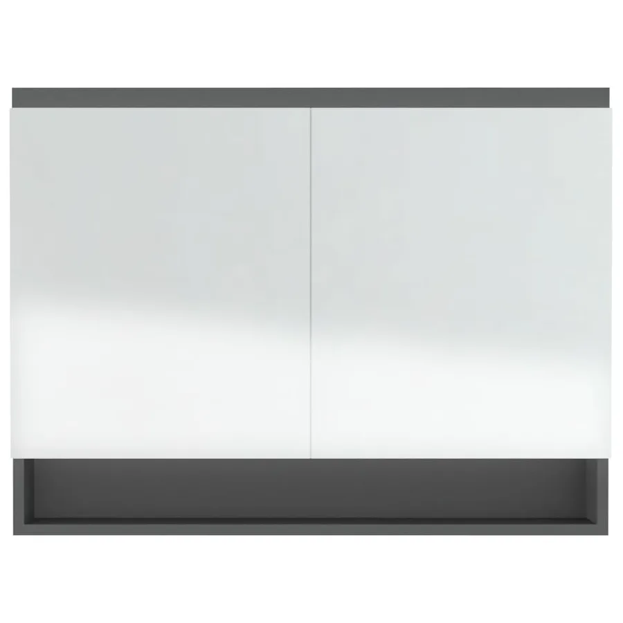Armoire à miroir de salle de bain 80x15x60 cm MDF Gris - 5
