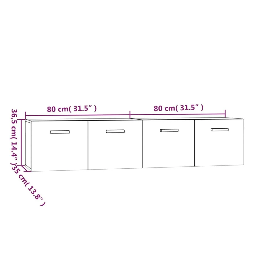 Armoires murales 2 pcs Chêne sonoma 80x35x36,5 cm Bois - 8