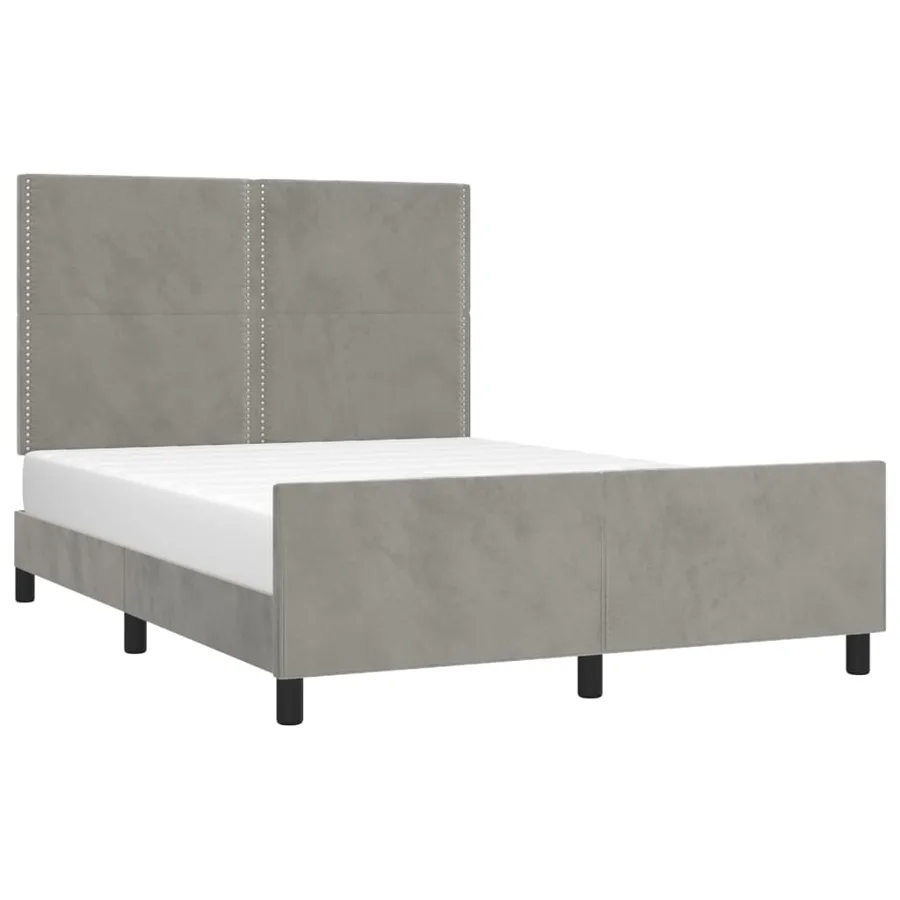 Cadre de lit sans matelas gris clair 140x190 cm velours - 3