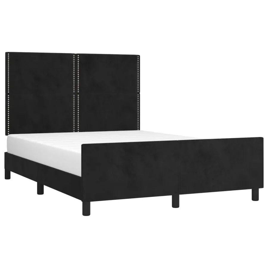 Cadre de lit sans matelas noir 140x190 cm velours - 3
