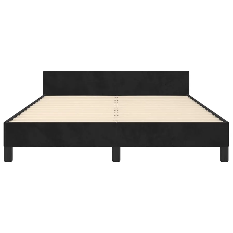 Cadre de lit sans matelas noir 140x190 cm velours - 6