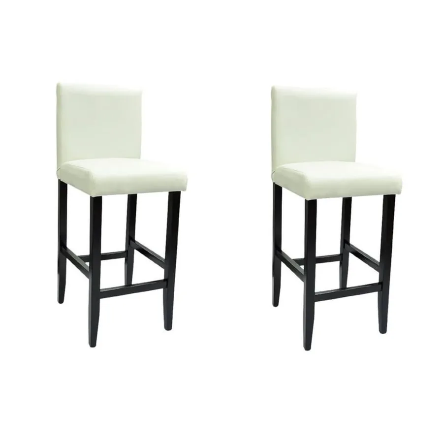 Tabourets de bar lot de 2 blanc similicuir - 2