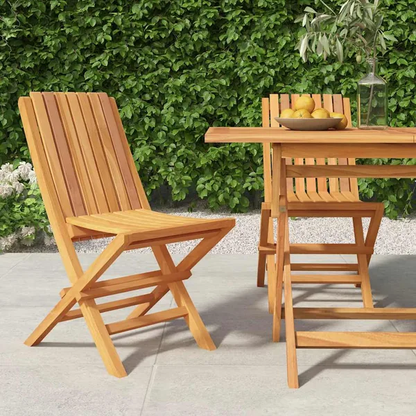 Chaises de jardin pliantes lot de 2 47x47x89cm bois massif teck