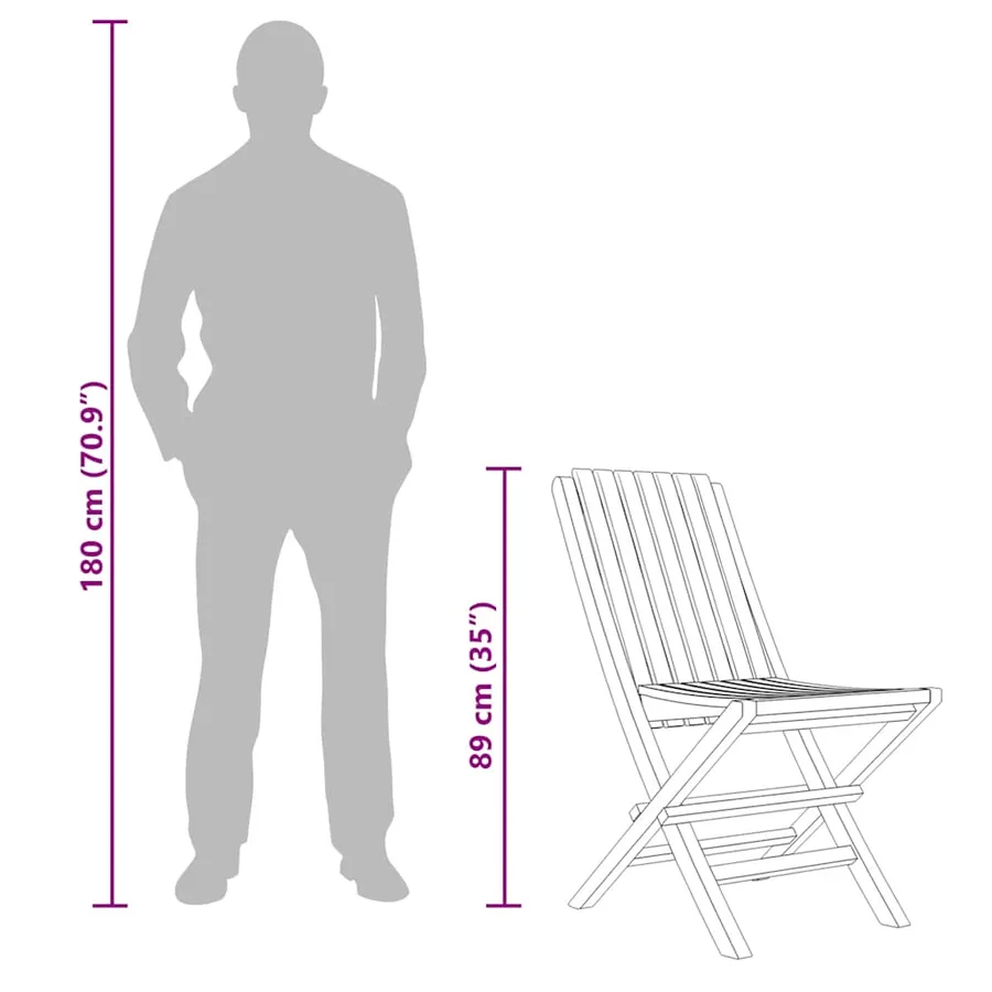 Chaises de jardin pliantes lot de 2 47x47x89cm bois massif teck - 9