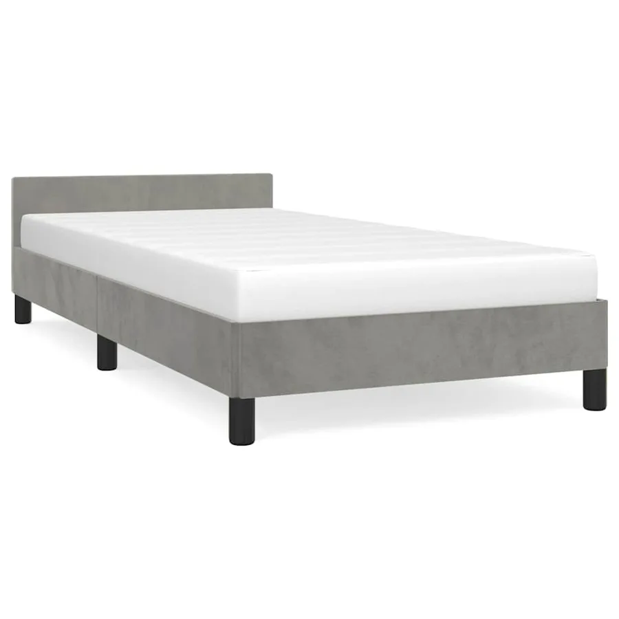 Cadre de lit sans matelas gris clair 100x200 cm velours - 2