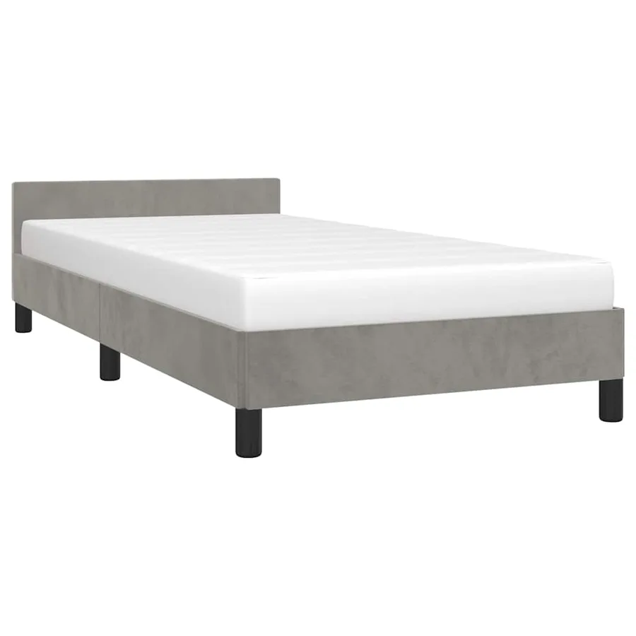 Cadre de lit sans matelas gris clair 100x200 cm velours - 3