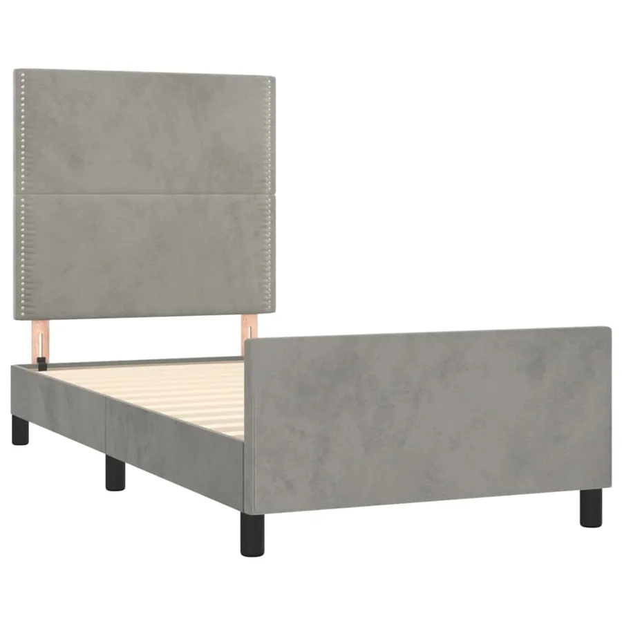 Cadre de lit sans matelas gris clair 100x200 cm velours - 4