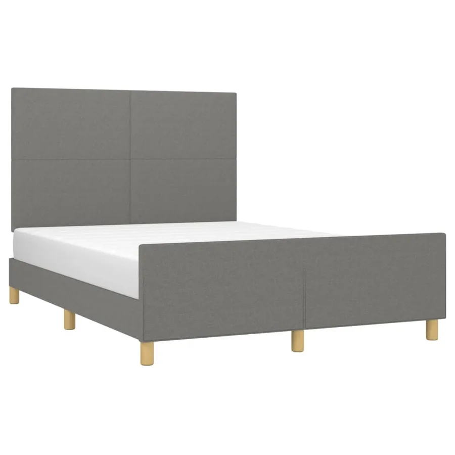 Cadre de lit sans matelas gris foncé 140x190 cm tissu - 3