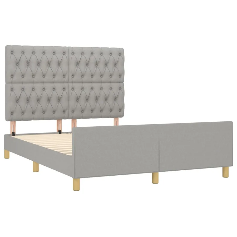 Cadre de lit sans matelas gris clair 140x190 cm tissu - 4