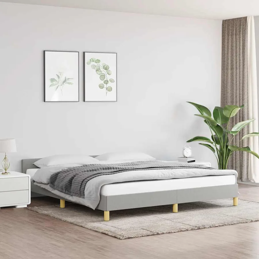 Cadre de lit sans matelas gris clair 180x200 cm tissu