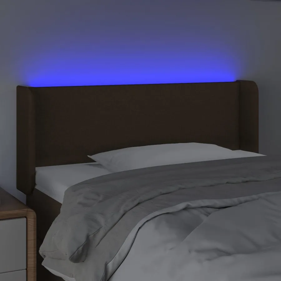 Tête de lit à LED Marron foncé 83x16x78/88 cm Tissu - 4
