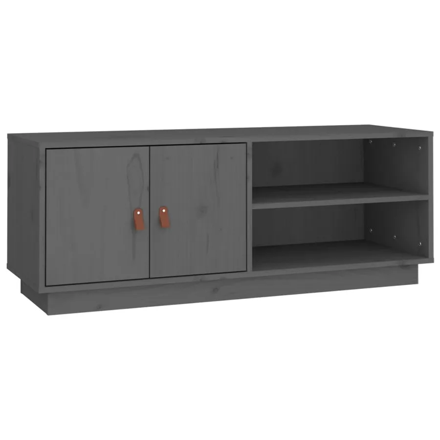 Meuble TV Gris 105x34x40 cm Bois de pin massif - 2